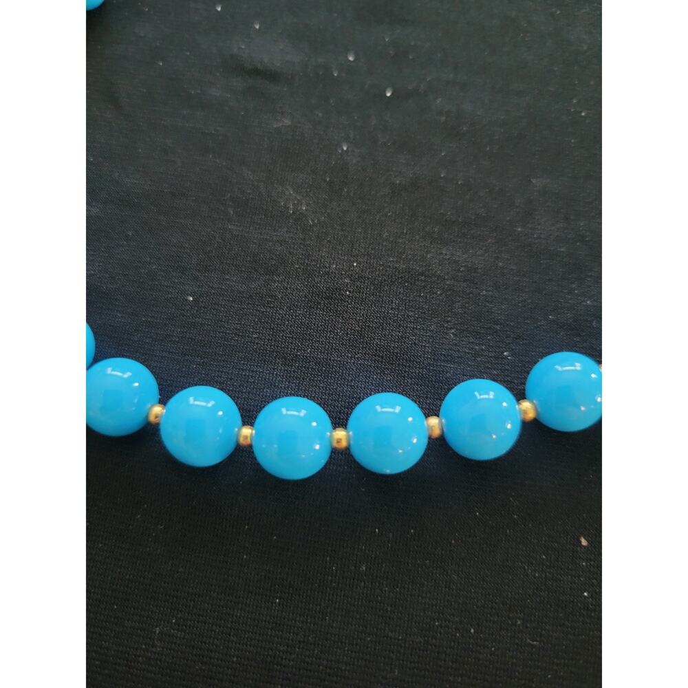 Vintage Pair of Blue Bead Necklace SEARS Gold Tone Clasp 30" Nice - Picture 12 of 13